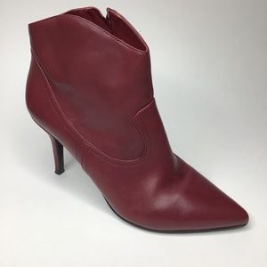Nine West Julius Red Leather Ankle Boots Size 8